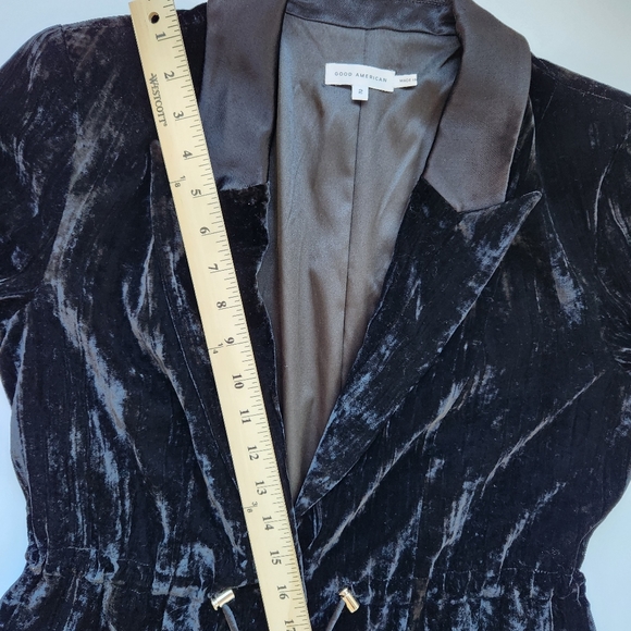 Good American Velvet Blazer Waist Drawcord Black Medium - Picture 16 of 16